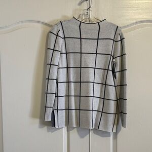LOFT Black and Gray Grid Women's Sweater